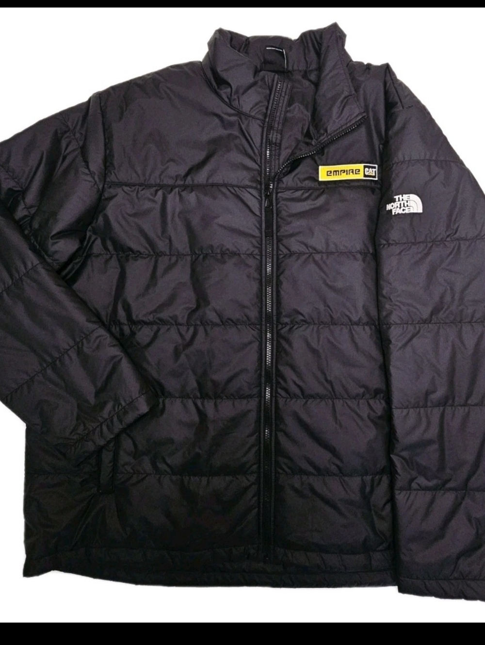 North Face Black Insulated Jacket Logo Empire CAT Puffer Coat Sz 3XL EUC